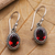Garnet dangle earrings, 'Soft Music in Red' - Handcrafted Sterling Silver and Garnet Dangle Earrings (image 2) thumbail