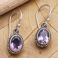 Amethyst dangle earrings, 'Soft Music in Purple' - Hand Made Sterling Silver and Amethyst Dangle Earrings