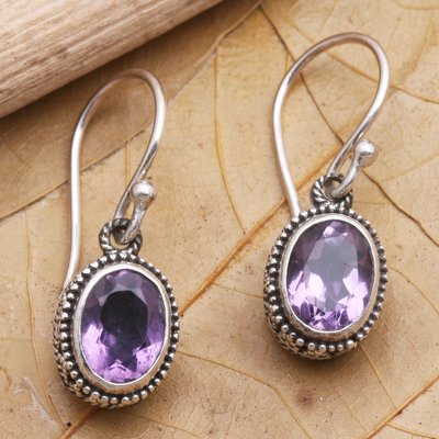 Amethyst dangle earrings, 'Soft Music in Purple' - Hand Made Sterling Silver and Amethyst Dangle Earrings