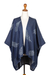Cotton kimono jacket, 'Feather Light' - Cotton Denim Kimono Jacket with Leaf Motif