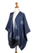 Cotton kimono jacket, 'Feather Light' - Cotton Denim Kimono Jacket with Leaf Motif