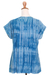 Hand-stamped cotton blouse, 'Asymmetric Ocean' - Asymmetric Tie-Dye Cotton Blouse (image 2d) thumbail