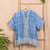 Hand-stamped cotton blouse, 'Ocean Spiral' - Hand-Stamped Cotton Blouse from Java (image 2c) thumbail