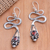 Gold-accented garnet dangle earrings, 'Red Rattlesnake' - Gold-Accented and Garnet Snake Dangle Earrings (image 2) thumbail