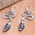 Gold-accented garnet dangle earrings, 'Red Rattlesnake' - Gold-Accented and Garnet Snake Dangle Earrings (image 2b) thumbail