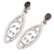 Garnet dangle earrings, 'Lanceolate Leaf' - Garnet and Sterling Silver Dangle Earrings from Bali (image 2b) thumbail