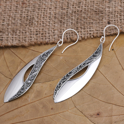 Sterling silver dangle earrings, 'Closing Time' - Handmade Sterling Silver Dangle Earrings