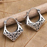 Sterling silver hoop earrings, 'Arrival'