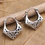 Sterling silver hoop earrings, 'Arrival' - Hand Crafted Sterling Silver Hoop Earrings