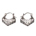 Sterling silver hoop earrings, 'Arrival' - Hand Crafted Sterling Silver Hoop Earrings