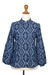 Denim shirt jacket, 'Brocade Flowers' - Woven Cotton Button-Up Shirt Jacket from Java (image 2a) thumbail
