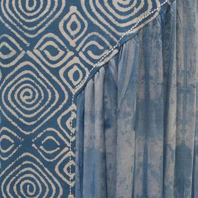 Batik cotton sundress, 'Spiral Sky' - Hand-Stamped Batik Cotton Maxi Sundress