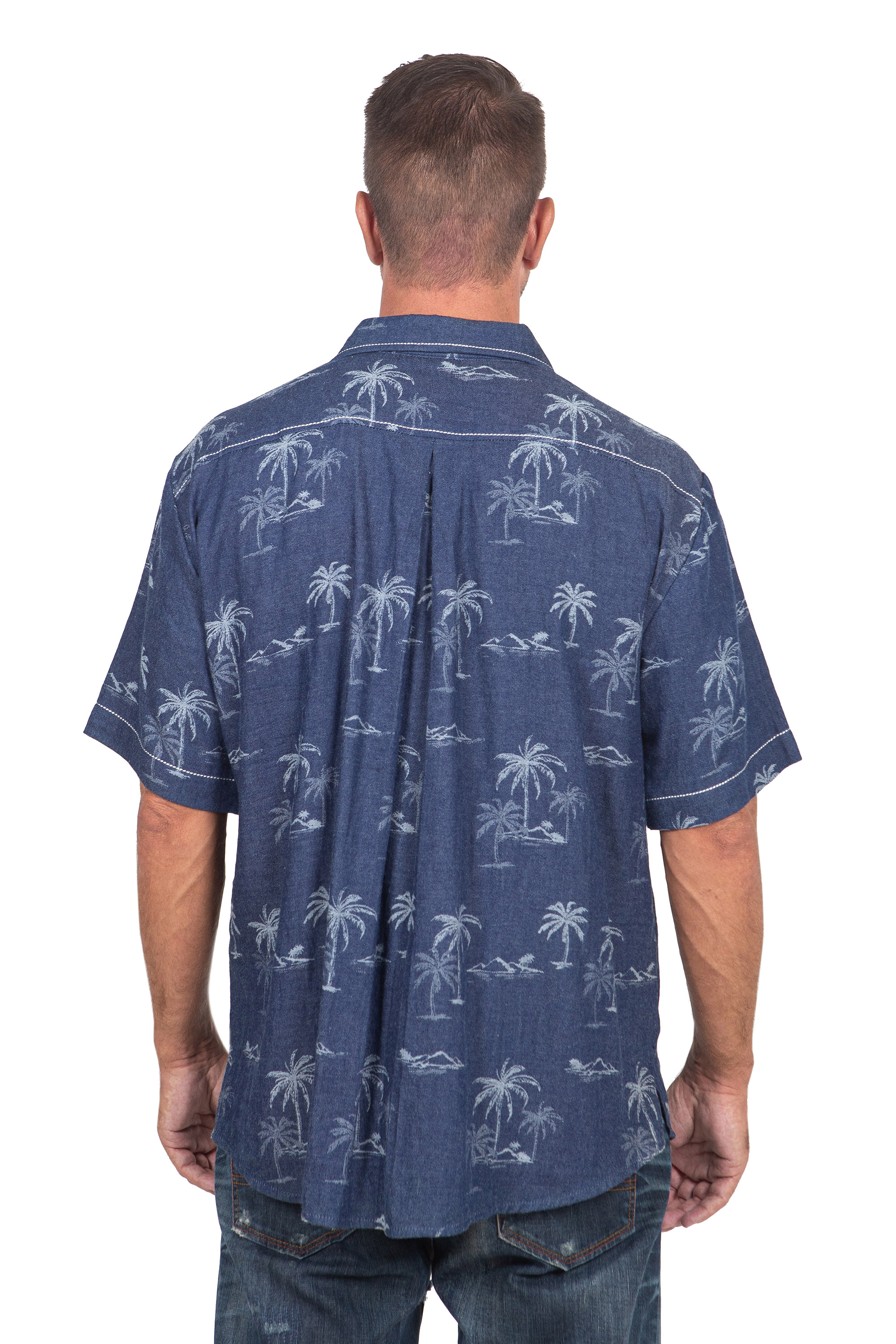 Men's Palm Tree-Patterned Cotton Shirt - Tropical Vacation | NOVICA