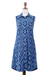 Hemdblusenkleid aus Baumwolle - Blaues Hemdblusenkleid aus 100 % Baumwolle mit geometrischem Muster