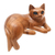 Wood statuette, 'From a Dream' - Artisan Crafted Suar Wood Cat Statuette