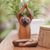 Wood statuette, 'Yoga Asana' - Suar Wood Yoga-Themed Cat Statuette (image 2) thumbail