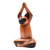 Wood statuette, 'Yoga Asana' - Suar Wood Yoga-Themed Cat Statuette (image 2d) thumbail