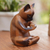 Wood statuette, 'Devout Feline' - Hand Crafted Suar Wood Cat Statuette (image 2c) thumbail