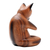 Wood statuette, 'Devout Feline' - Hand Crafted Suar Wood Cat Statuette (image 2f) thumbail
