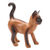 Wood statuette, 'Looking for Friends' - Hand Made Suar Wood Cat Statuette thumbail