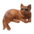 Wood statuette, 'Outdoor Cat' - Artisan Made Suar Wood Cat Statuette