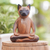 Wood statuette, 'Peaceful Cat' - Handcrafted Suar Wood Cat Statuette (image 2) thumbail