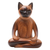 Wood statuette, 'Peaceful Cat' - Handcrafted Suar Wood Cat Statuette thumbail
