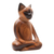 Wood statuette, 'Peaceful Cat' - Handcrafted Suar Wood Cat Statuette (image 2b) thumbail