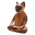 Wood statuette, 'Peaceful Cat' - Handcrafted Suar Wood Cat Statuette (image 2c) thumbail