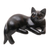 Wood statuette, 'Dreamy Cat' - Black Suar Wood Cat Statuette from Bali thumbail