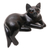 Wood statuette, 'Dreamy Cat' - Black Suar Wood Cat Statuette from Bali (image 2c) thumbail