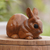 Wood statuette, 'Chubby Bunny' - Hand Carved Suar Wood Bunny Statuette (image 2) thumbail