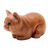 Wood statuette, 'Lazy Cat' - Hand Painted Suar Wood Cat Statuette (image 2c) thumbail