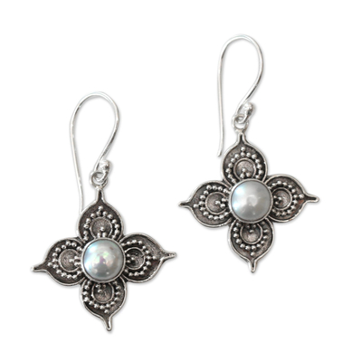 Cultured pearl dangle earrings, 'Holy Glow' - Balinese Cultured Freshwater Pearl Dangle Earrings