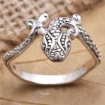 Sterling silver cocktail ring, 'Pebbled Snake' - Sterling Silver Snake-Themed Cocktail Ring