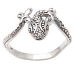 Sterling silver cocktail ring, 'Pebbled Snake' - Sterling Silver Snake-Themed Cocktail Ring