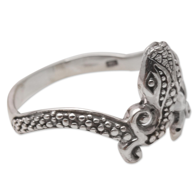 Sterling silver cocktail ring, 'Pebbled Snake' - Sterling Silver Snake-Themed Cocktail Ring