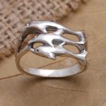 Sterling silver cocktail ring, 'Synchronized Swimmers' - Sterling Silver Dolphin-Themed Cocktail Ring