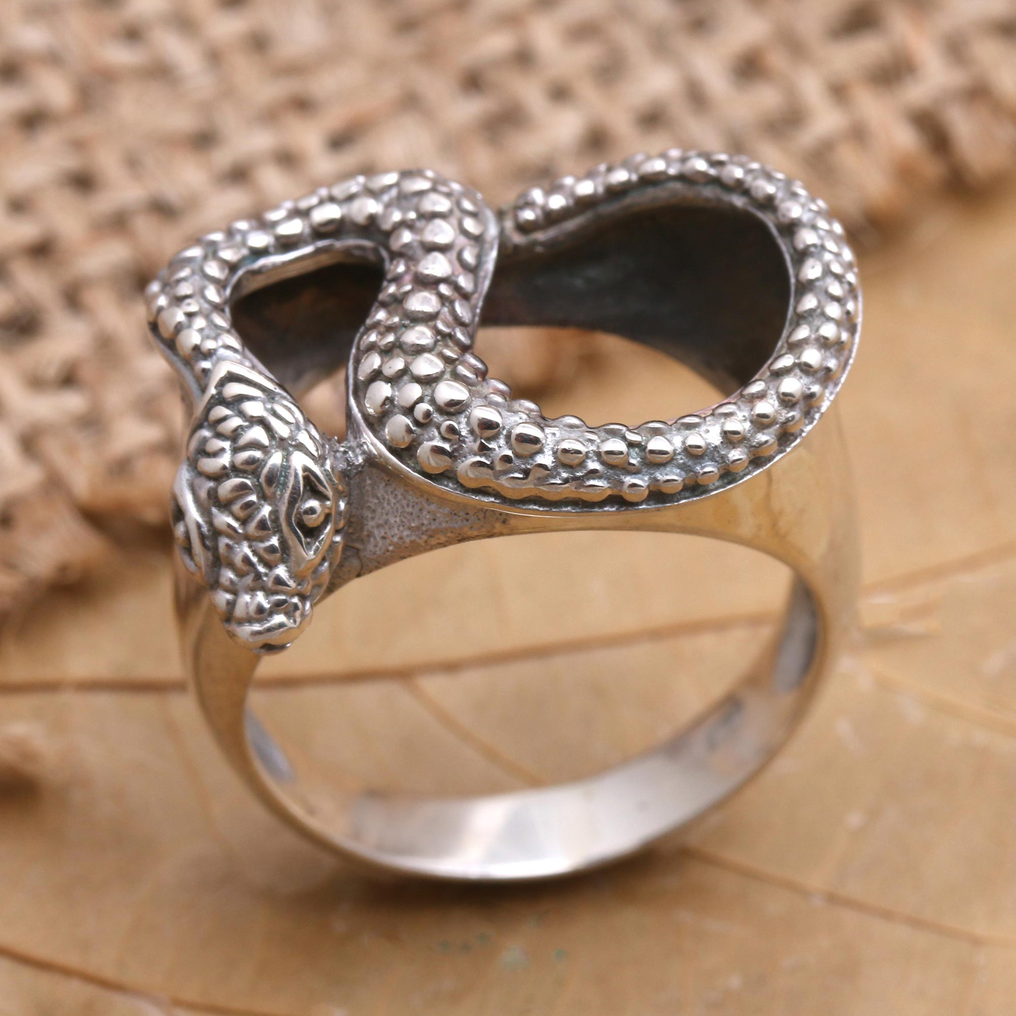 Silvery Snake Wrapped Design Open Ring Punk Cool Index - Temu
