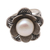 Cultured pearl cocktail ring, 'Glowing Glam' - Cultured Pearl Floral Motif Cocktail Ring