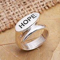 Sterling silver wrap ring, 'Uplifted' - Sterling Silver Inspirational Wrap Ring