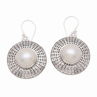 Cultured pearl dangle earrings, 'Loyalty Oath' - Sterling Silver and Cultured Pearl Dangle Earrings
