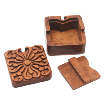 Decorative wood puzzle box, 'Gifted' - Handcrafted Decorative Suar Wood Box