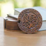 Wood puzzle box, 'Natural Beauty' - Decorative Suar Wood Puzzle Box from Bali