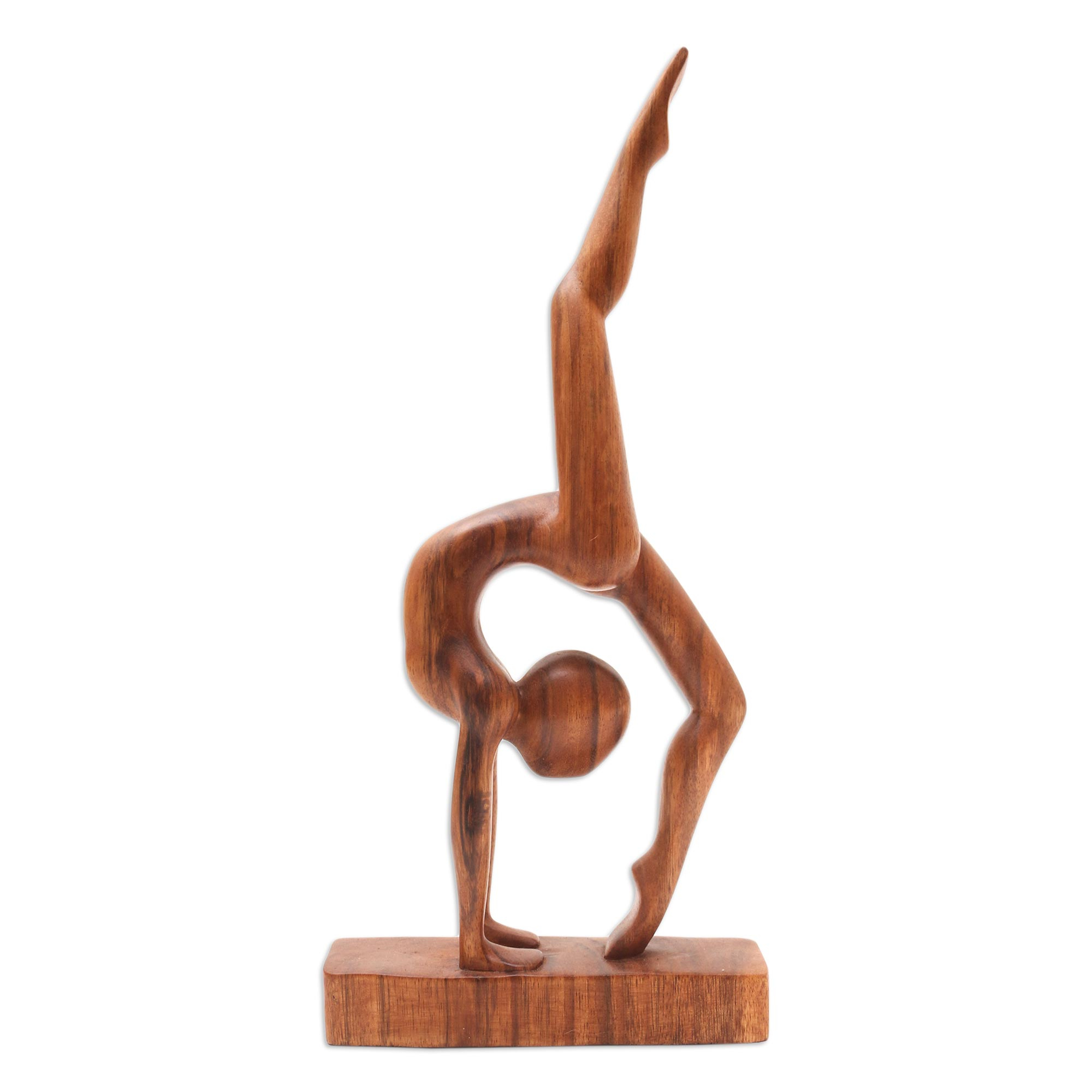 Hand Carved Suar Wood Yoga Sculpture - Pincha Mayurasana