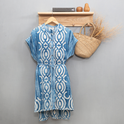 Batik cotton shirtwaist dress, 'Goddess Eye' - Batik Cotton Shirtwaist Dress from Java
