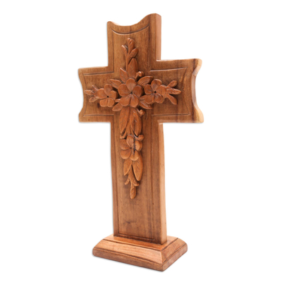 Escultura de madera - Escultura con motivo de cruz en madera de suar