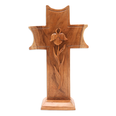 Holzskulptur - Handgefertigte Kreuzskulptur aus Suarholz