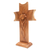 Wood sculpture, 'Blessed is Jesus' - Handmade Suar Wood Cross Sculpture