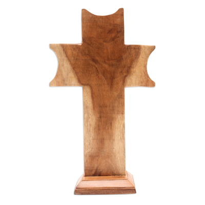 Escultura de madera - Escultura de cruz de madera de suar hecha a mano